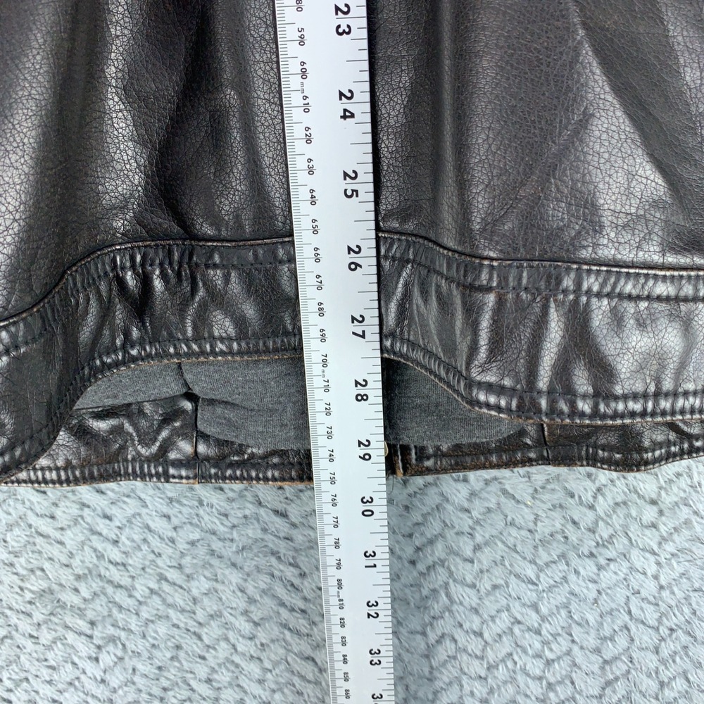 Levis Faux Leather Hooded Trucker Jacket Men's Large Dark Brown Fleece Lined - Picture 9 of 13